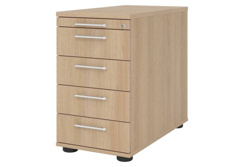 bümö Container office Standcontainer - mit 4 Schubladen Dekor: Eiche mit Relinggriff (Kunststoff) von bümö