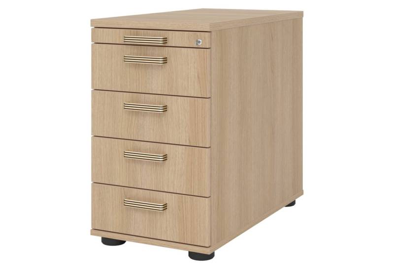 bümö Container office Standcontainer - mit 4 Schubladen Dekor: Eiche mit Streifengriff (Kunststoff) von bümö