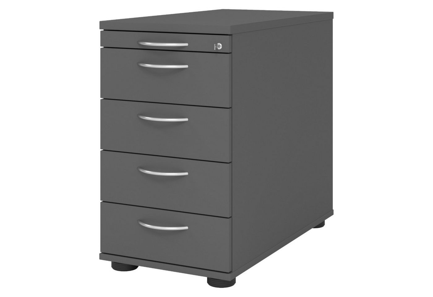 bümö Container office Standcontainer - mit 4 Schubladen Dekor: Graphit mit Bogengriff (Metall) von bümö