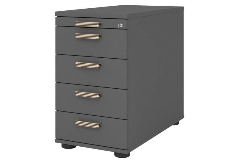 bümö Container office Standcontainer - mit 4 Schubladen Dekor: Graphit mit Streifengriff (Kunststoff) von bümö