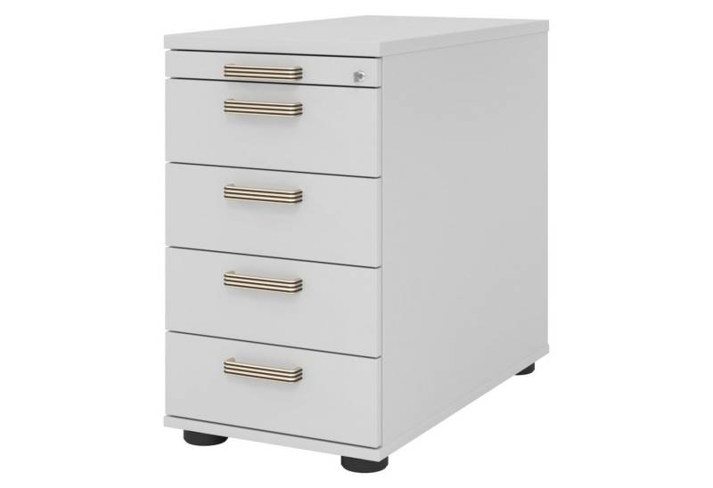bümö Container office Standcontainer - mit 4 Schubladen Dekor: Grau mit Streifengriff (Kunststoff) von bümö
