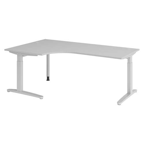 bümö Eckschreibtisch höhenverstellbar 200x120 cm in grau, Metallgestell in Silber - Schreibtisch groß, Bürotisch höhenverstellbarer, Büroschreibtisch & Computertisch PC Tisch Büro bümö Eckschreibtisch höhenverstellbar 200x120 cm in grau, Metallgestell in Silber - Schreibtisch groß, Bürotisch höhenverstellbarer, Büroschreibtisch & Computertisch PC Tisch Büro von bümö