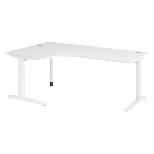 bümö Eckschreibtisch höhenverstellbar 200x120 cm in weiß, Metallgestell in weiß - Schreibtisch groß, Bürotisch höhenverstellbarer, Büroschreibtisch & Computertisch PC Tisch Büro bümö Eckschreibtisch höhenverstellbar 200x120 cm in weiß, Metallgestell in weiß - Schreibtisch groß, Bürotisch höhenverstellbarer, Büroschreibtisch & Computertisch PC Tisch Büro von bümö