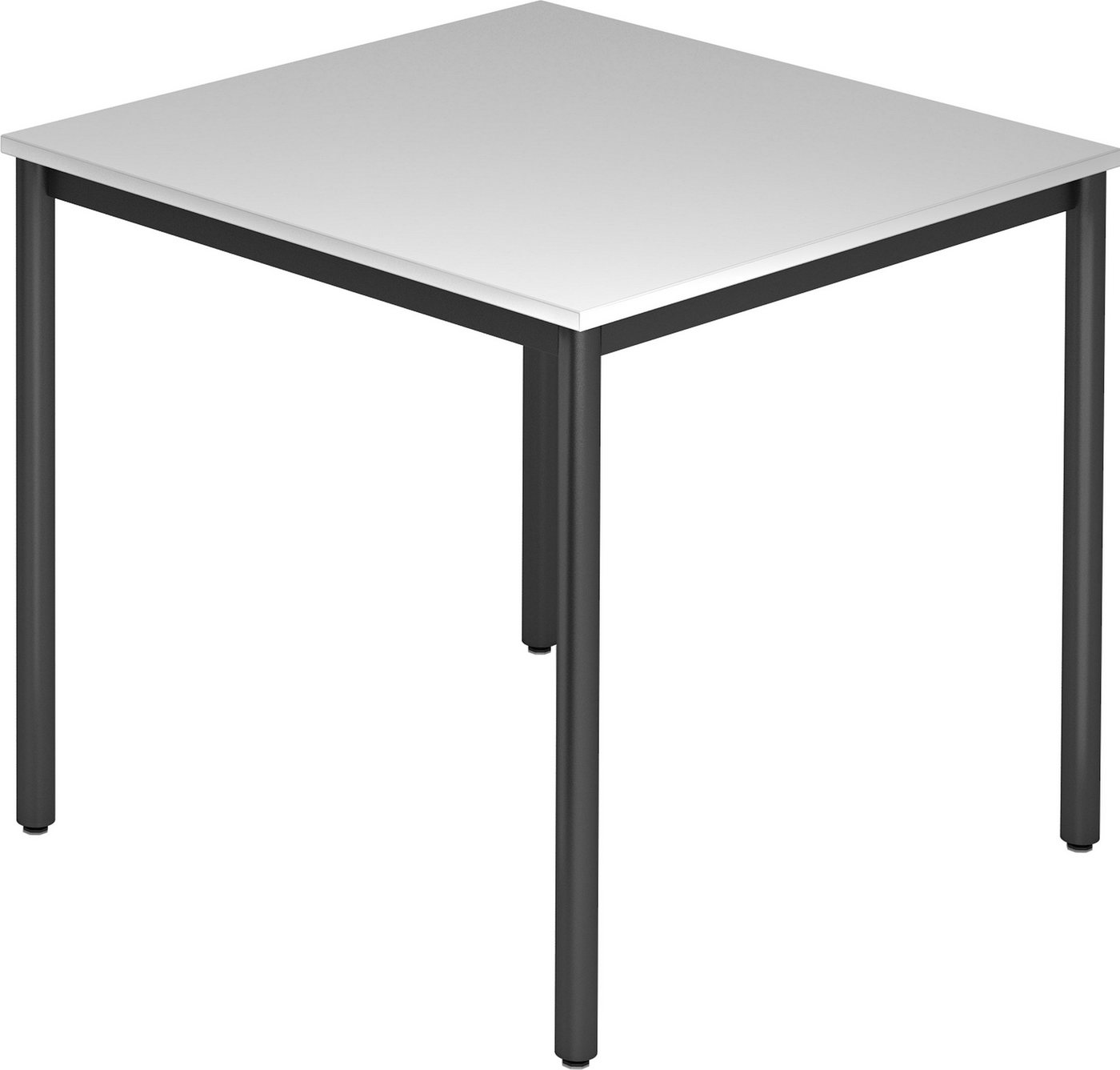 bümö Konferenztisch Besprechungstisch Serie-D, Quadrat: 80x80 cm - Dekor: Grau - Gestell: Rundrohr schwarz von bümö