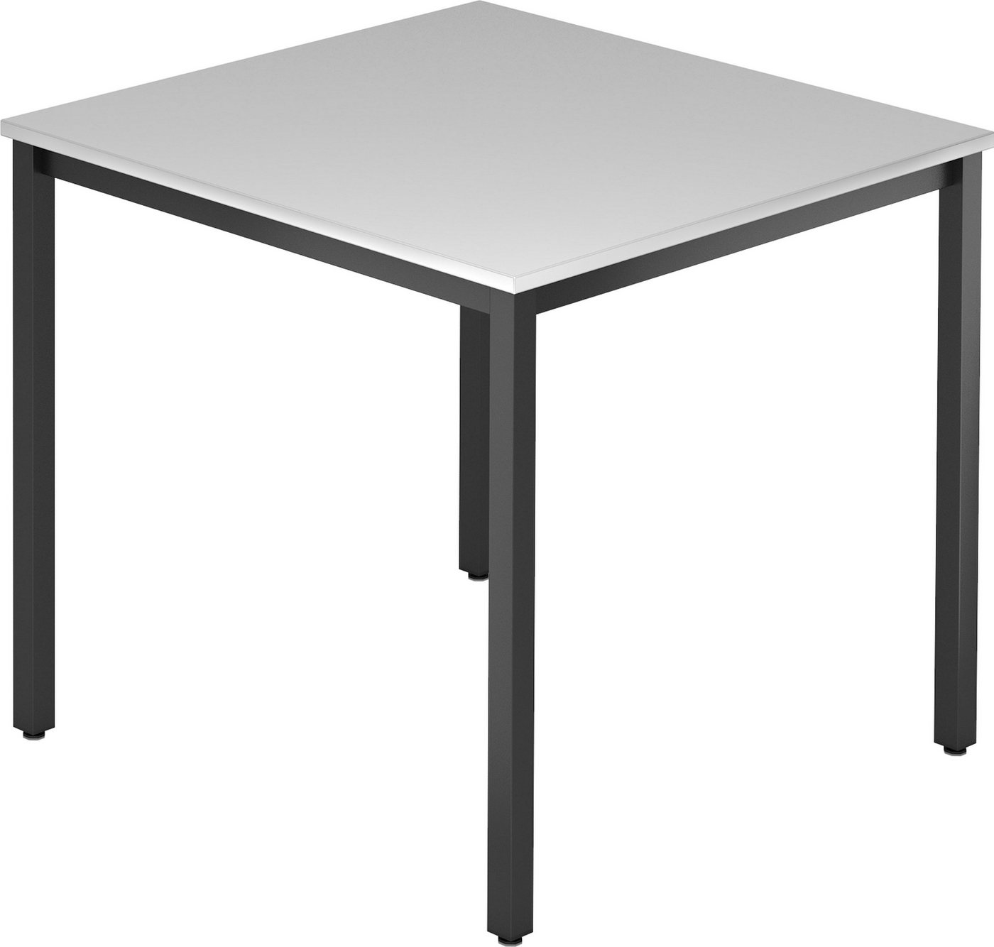 bümö Konferenztisch Besprechungstisch Serie-D, Quadrat: 80x80 cm - Dekor: Grau - Gestell: Vierkantrohr schwarz von bümö