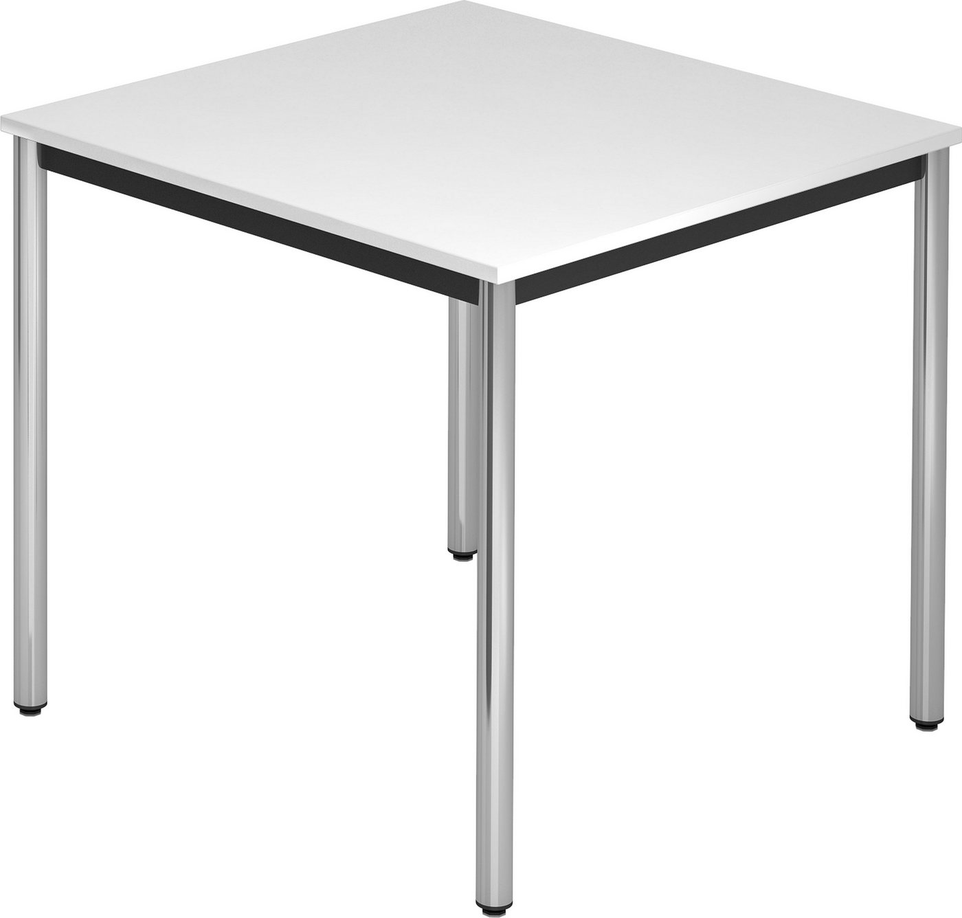 bümö Konferenztisch Besprechungstisch Serie-D - Arbeitshöhe: 72 cm, Quadrat: 80x80 cm - Dekor: Weiß - Gestell: Rundrohr verchromt von bümö