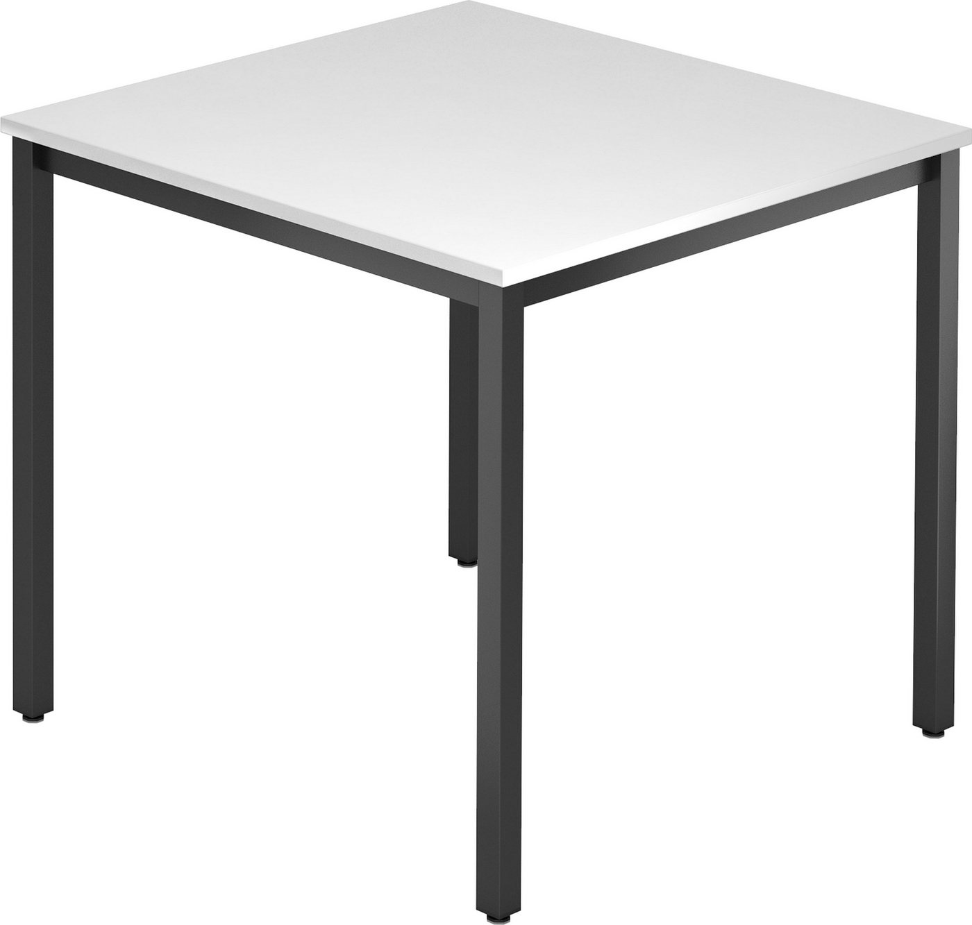 bümö Konferenztisch Besprechungstisch Serie-D - Arbeitshöhe: 72 cm, Quadrat: 80x80 cm - Dekor: Weiß - Gestell: Vierkantrohr schwarz von bümö