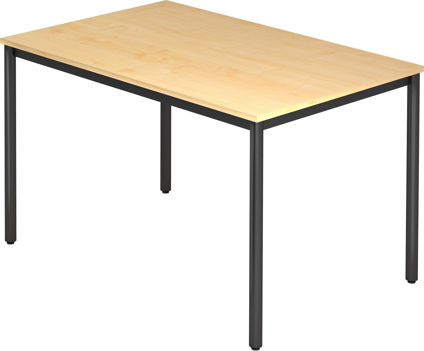 bümö Konferenztisch Besprechungstisch Serie-D - Arbeitshöhe: 72 cm, Rechteck: 120x80 cm - Dekor: Ahorn - Gestell: Rundrohr schwarz von bümö