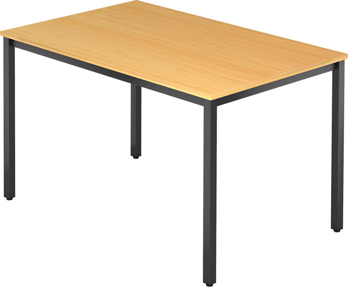 bümö Konferenztisch Besprechungstisch Serie-D - Arbeitshöhe: 72 cm, Rechteck: 120x80 cm - Dekor: Buche - Gestell: Vierkantrohr schwarz von bümö