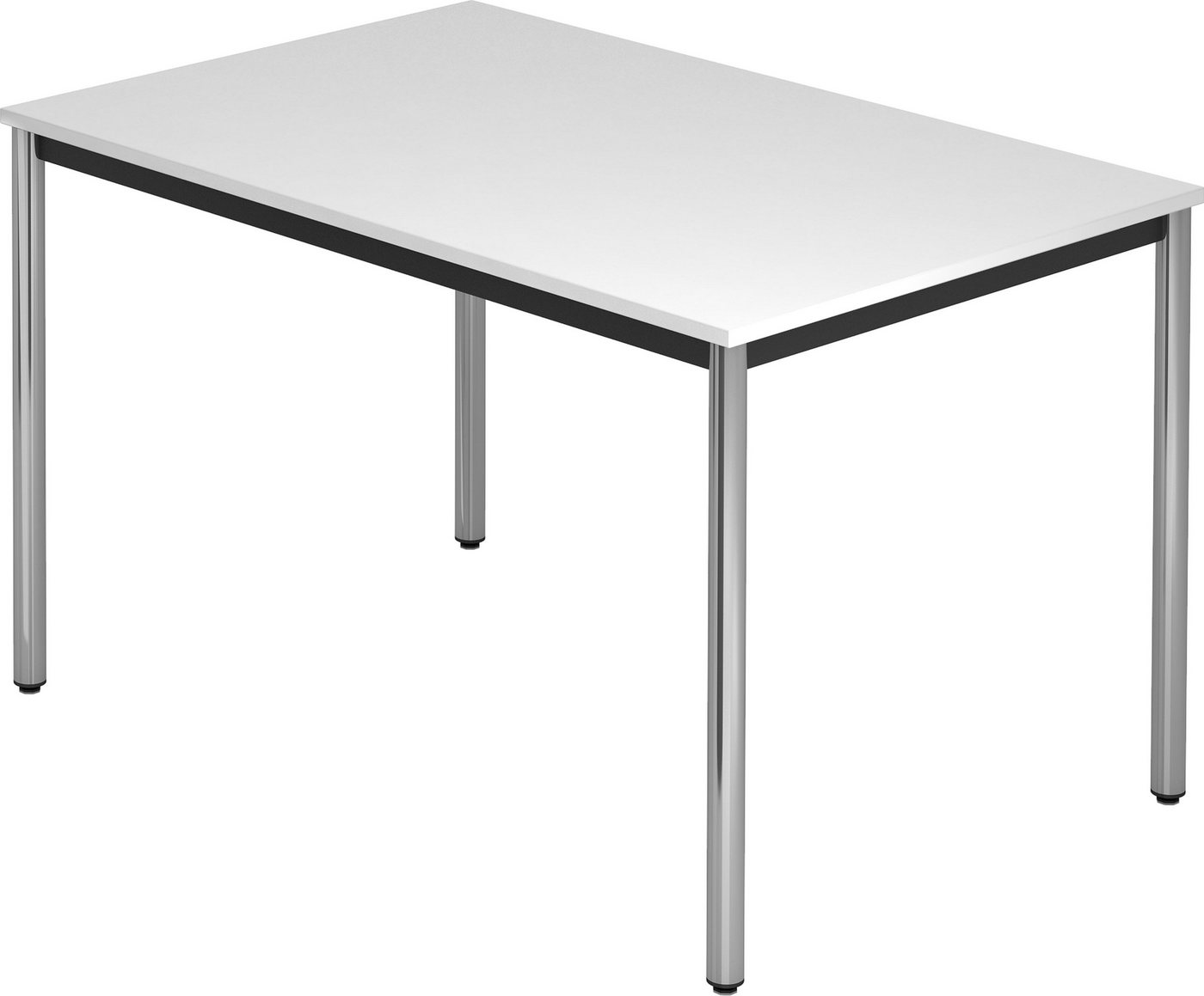 bümö Konferenztisch Besprechungstisch Serie-D - Arbeitshöhe: 72 cm, Rechteck: 120x80 cm - Dekor: Weiß - Gestell: Rundrohr verchromt von bümö