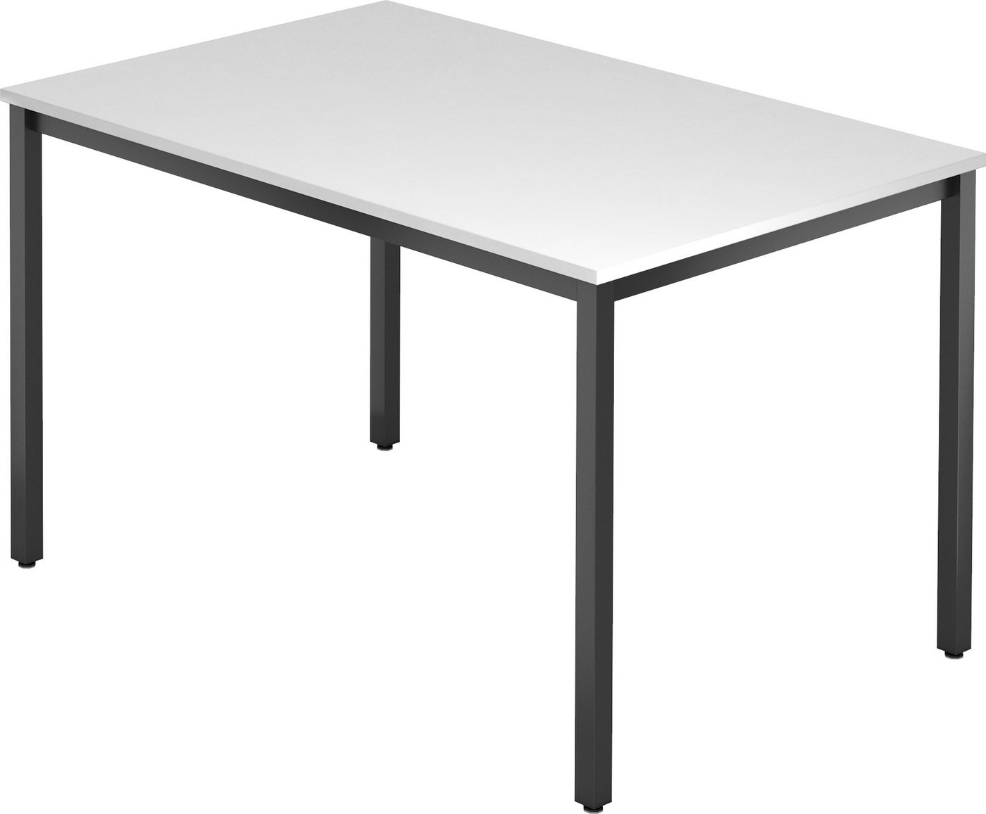 bümö Konferenztisch Besprechungstisch Serie-D - Arbeitshöhe: 72 cm, Rechteck: 120x80 cm - Dekor: Weiß - Gestell: Vierkantrohr schwarz von bümö