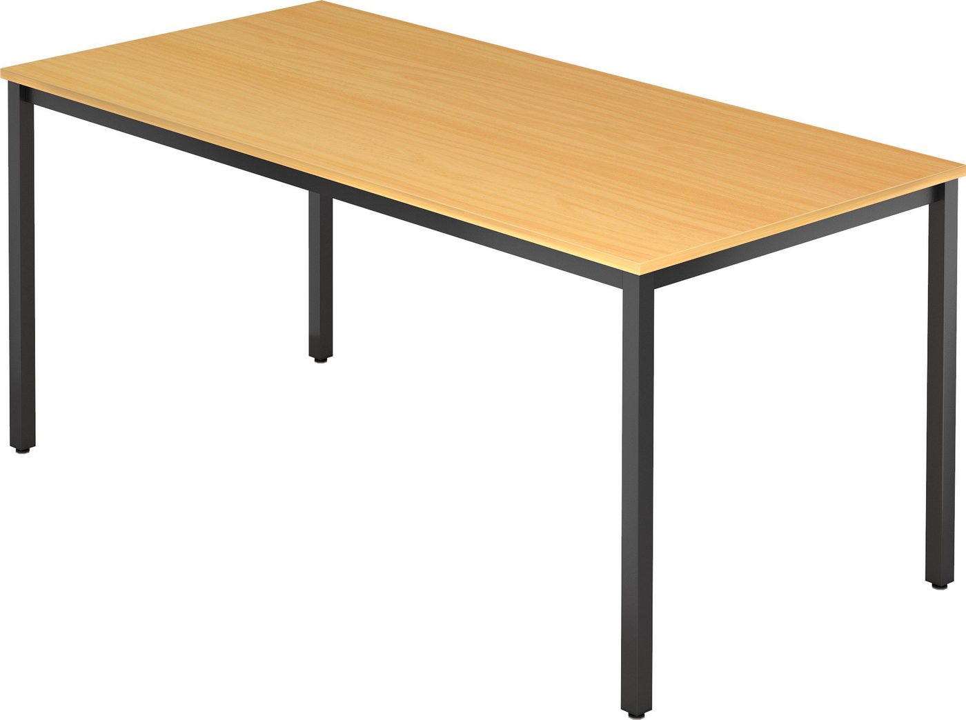 bümö Konferenztisch Besprechungstisch Serie-D - Arbeitshöhe: 72 cm, Rechteck: 160x80 cm - Dekor: Buche - Gestell: Vierkantrohr schwarz von bümö