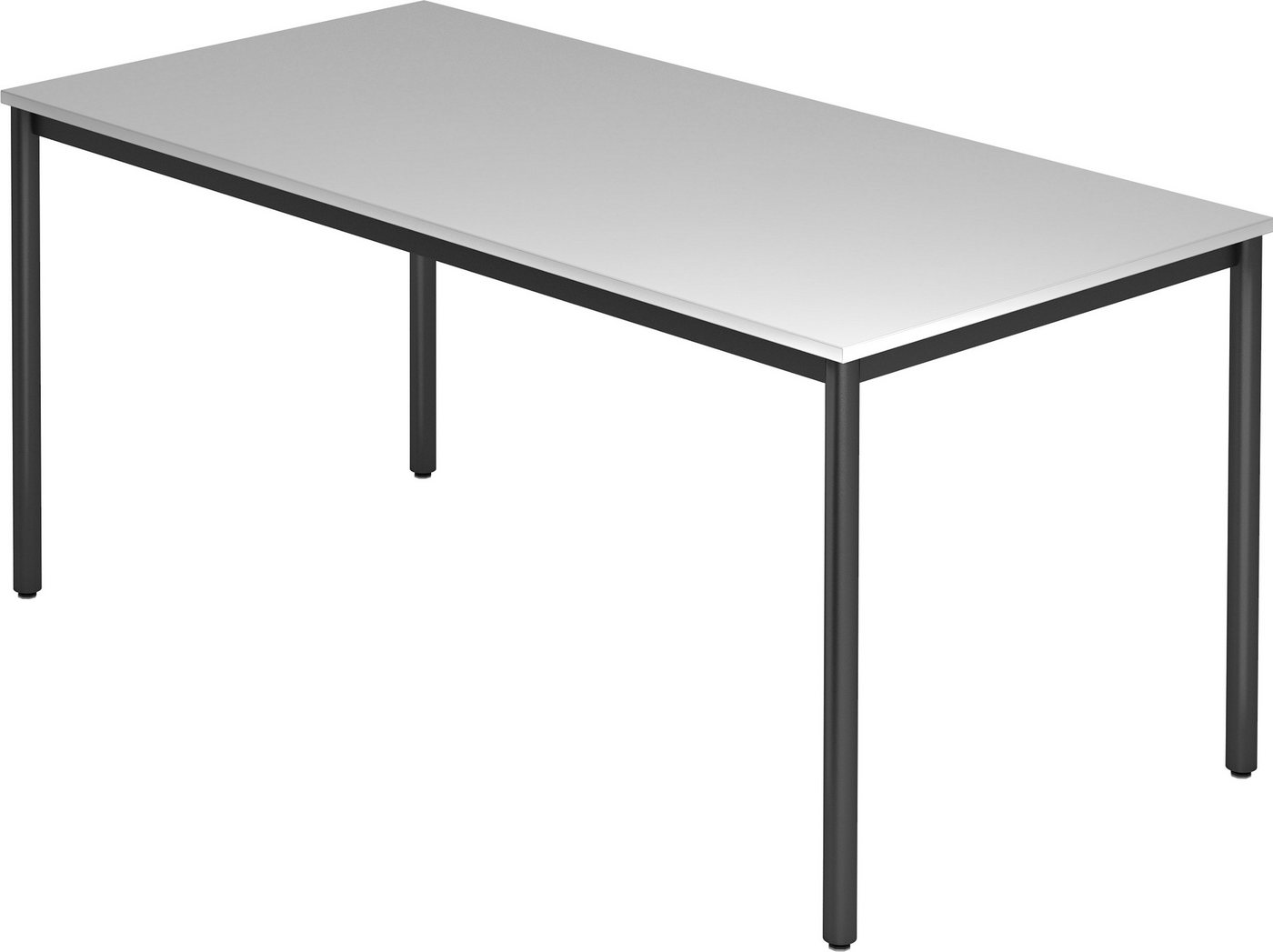 bümö Konferenztisch Besprechungstisch Serie-D - Arbeitshöhe: 72 cm, Rechteck: 160x80 cm - Dekor: Grau - Gestell: Rundrohr schwarz von bümö