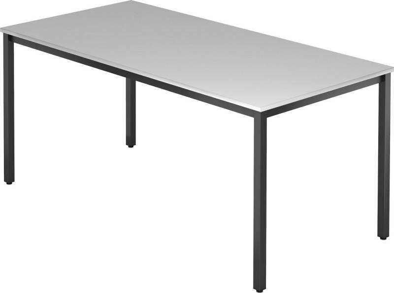 bümö Konferenztisch Besprechungstisch Serie-D - Arbeitshöhe: 72 cm, Rechteck: 160x80 cm - Dekor: Grau - Gestell: Vierkantrohr schwarz von bümö