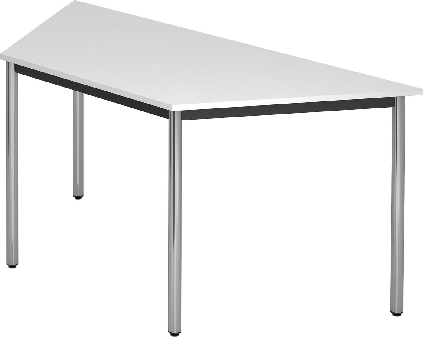 bümö Konferenztisch Besprechungstisch Serie-D - Arbeitshöhe: 72 cm, Trapez: 160x69 cm - Dekor: Weiß - Gestell: Rundrohr verchromt von bümö