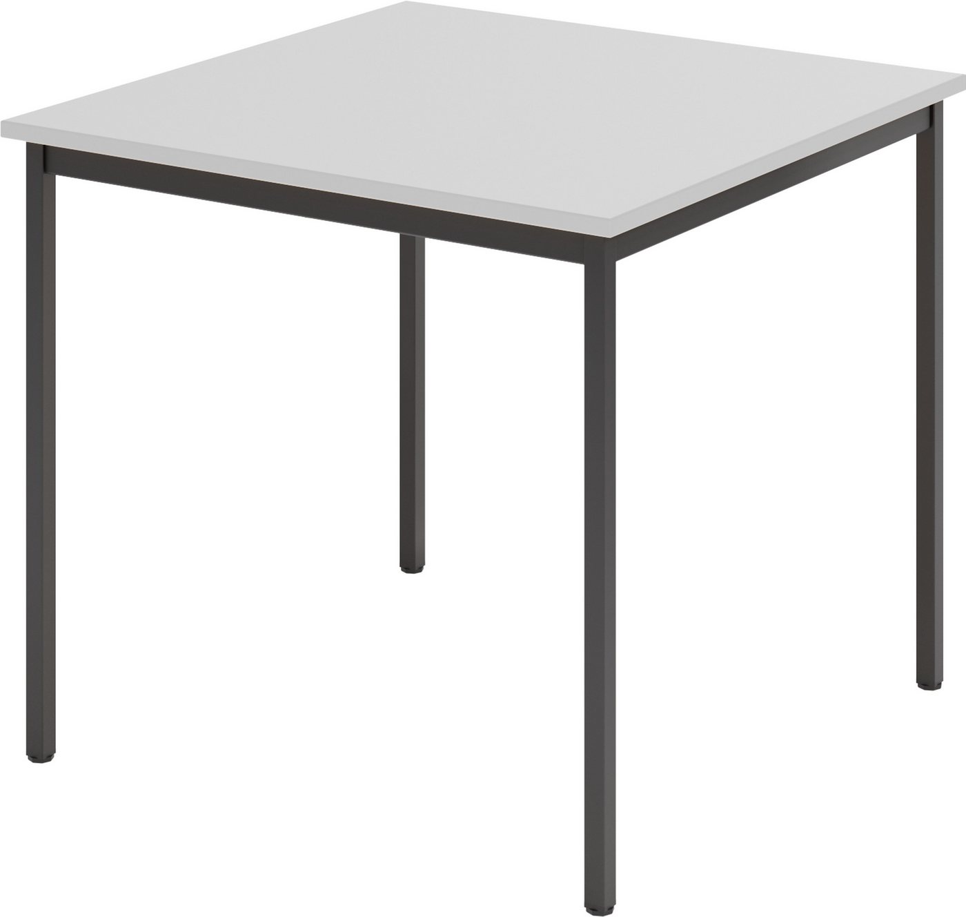 bümö Konferenztisch Kantinentisch Serie-V, Quadrat: 80x80 cm - Optik: Grau/Schwarz von bümö