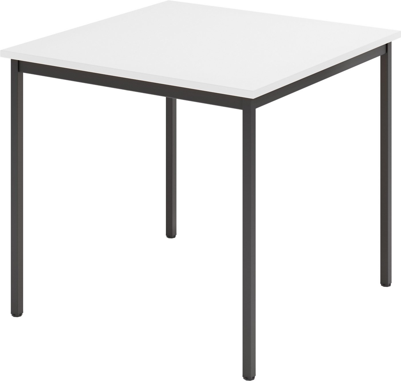 bümö Konferenztisch Kantinentisch Serie-V, Quadrat: 80x80 cm - Optik: Weiß/Schwarz von bümö