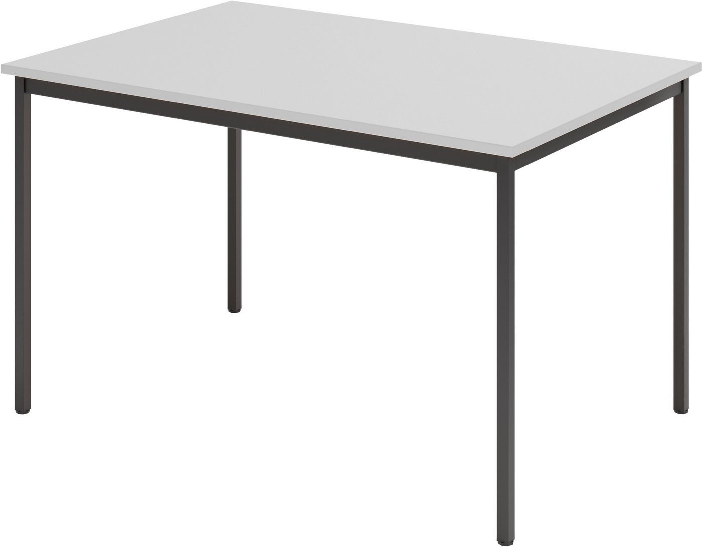 bümö Konferenztisch Kantinentisch Serie-V, Rechteck: 120x80 cm - Optik: Grau/Schwarz von bümö