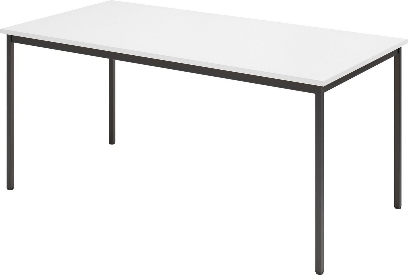 bümö Konferenztisch Kantinentisch Serie-V, Rechteck: 160x80 cm - Optik: Weiß/Schwarz von bümö