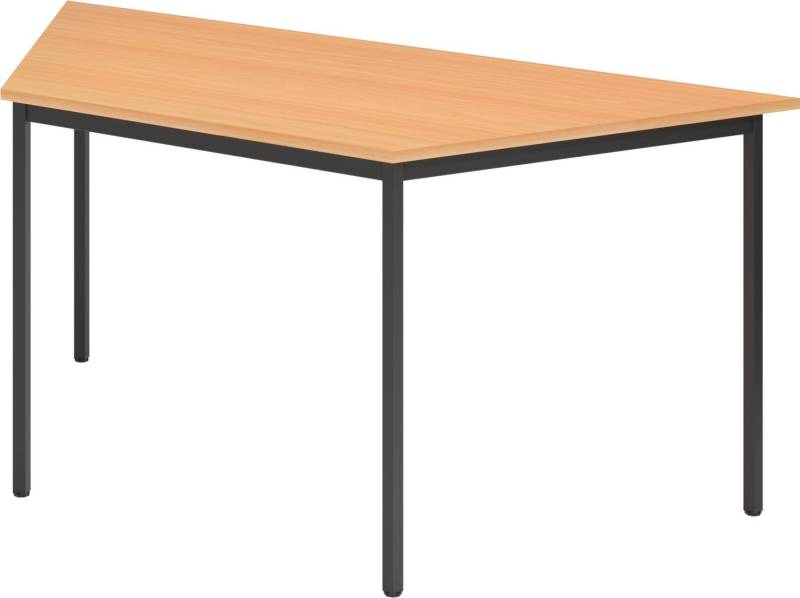 bümö Konferenztisch Kantinentisch Serie-V, Trapez: 160x69 cm - Optik: Buche/Schwarz von bümö