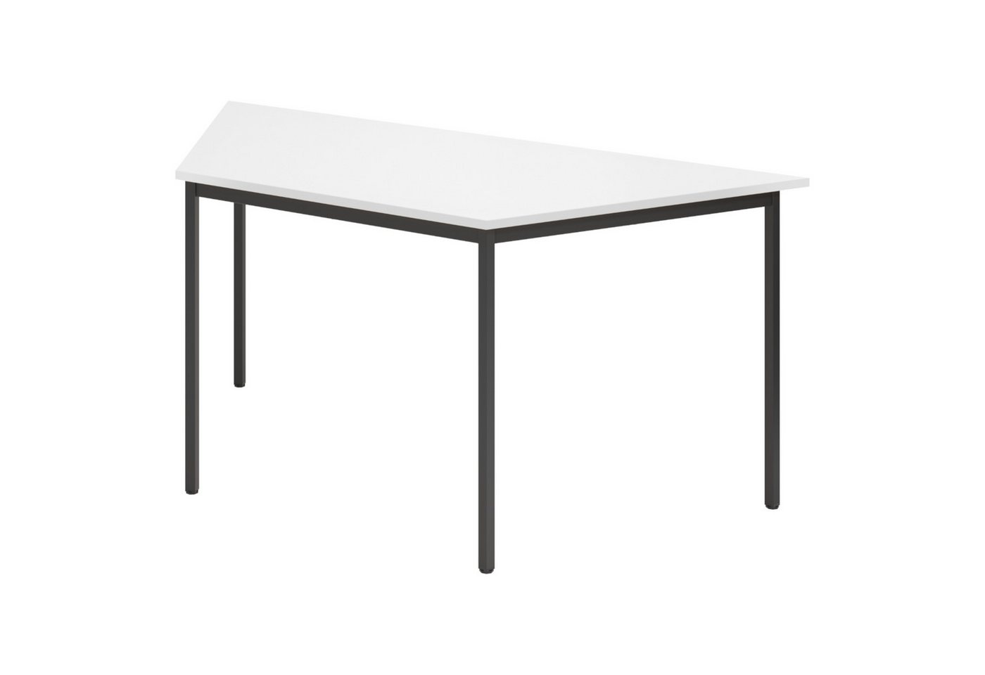 bümö Konferenztisch Kantinentisch Serie-V, Trapez: 160x69 cm - Optik: Weiß/Schwarz von bümö