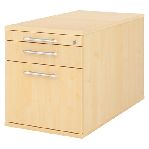 bümö Rollcontainer mit Hängeregister für Hängeordner, Container abschließbar in Ahorn - Rollwagen mit Hängeregistratur als Schreibtisch Unterschrank od. Bürocontainer m. Relinggriffe bümö Rollcontainer mit Hängeregister für Hängeordner, Container abschließbar in Ahorn - Rollwagen mit Hängeregistratur als Schreibtisch Unterschrank od. Bürocontainer m. Relinggriffe von bümö