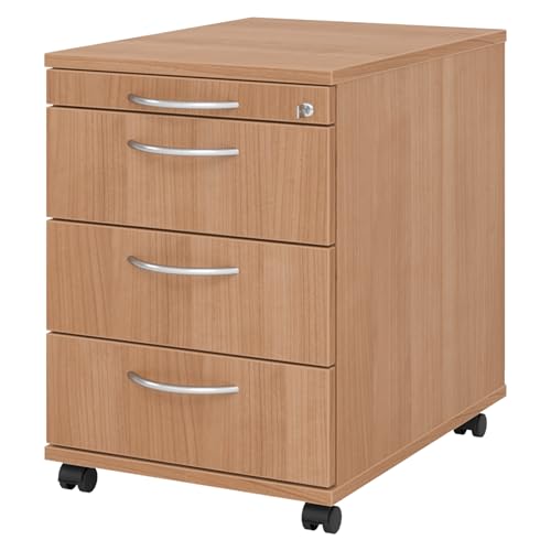 bümö Rollcontainer mit Schubladen, Container abschließbar aus Holz in Nussbaum - Rollwagen für's Büro als Schreibtisch Unterschrank, Bürocontainer od. Schreibtischcontainer mit Bogengriffe bümö Rollcontainer mit Schubladen, Container abschließbar aus Holz in Nussbaum - Rollwagen für's Büro als Schreibtisch Unterschrank, Bürocontainer od. Schreibtischcontainer mit Bogengriffe von bümö