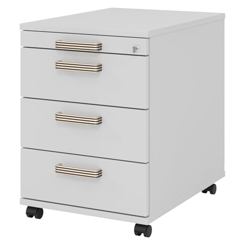 bümö Rollcontainer mit Schubladen, Container abschließbar aus Holz in grau - Rollwagen für's Büro als Schreibtisch Unterschrank, Bürocontainer od. Schreibtischcontainer mit Streifengriffe bümö Rollcontainer mit Schubladen, Container abschließbar aus Holz in grau - Rollwagen für's Büro als Schreibtisch Unterschrank, Bürocontainer od. Schreibtischcontainer mit Streifengriffe von bümö