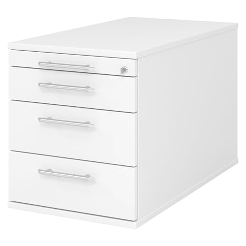 bümö Rollcontainer mit Schubladen, Container abschließbar aus Holz in weiß - Rollwagen für's Büro als Schreibtisch Unterschrank, Bürocontainer od. Schreibtischcontainer mit Relinggriffe bümö Rollcontainer mit Schubladen, Container abschließbar aus Holz in weiß - Rollwagen für's Büro als Schreibtisch Unterschrank, Bürocontainer od. Schreibtischcontainer mit Relinggriffe von bümö