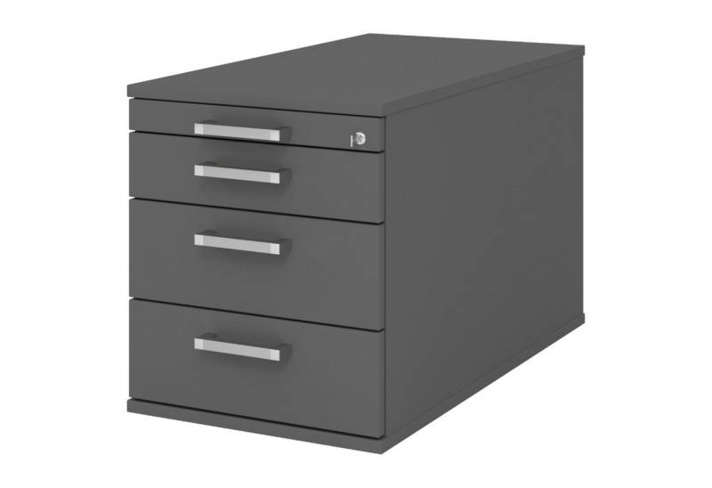 bümö Rollcontainer office Bürocontainer - mit 3 Schubladen, Dekor: Graphit mit Chromgriff (Metall) von bümö