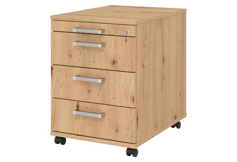 bümö Rollcontainer office Bürocontainer - 3 Materialschubladen, Dekor: Asteiche mit Chromgriff (Metall) von bümö