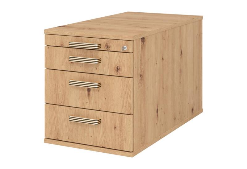 bümö Rollcontainer office Bürocontainer - mit 3 Schubladen, Dekor: Asteiche mit Streifengriff (Kunststoff) von bümö