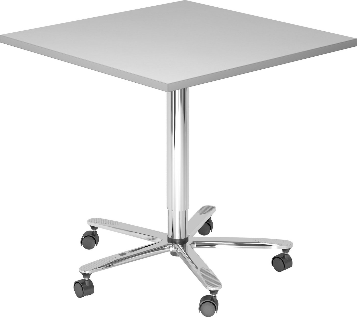 bümö Säulen-Esstisch Säulenhubtisch eckig ST - Arbeitshöhe:, Dekor: Grau - Gestell: chrom von bümö