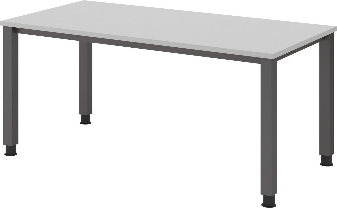 bümö Schreibtisch Q-Serie, Gestell: graphit, Rechteck: 160 x 80 cm - Dekor: Grau von bümö