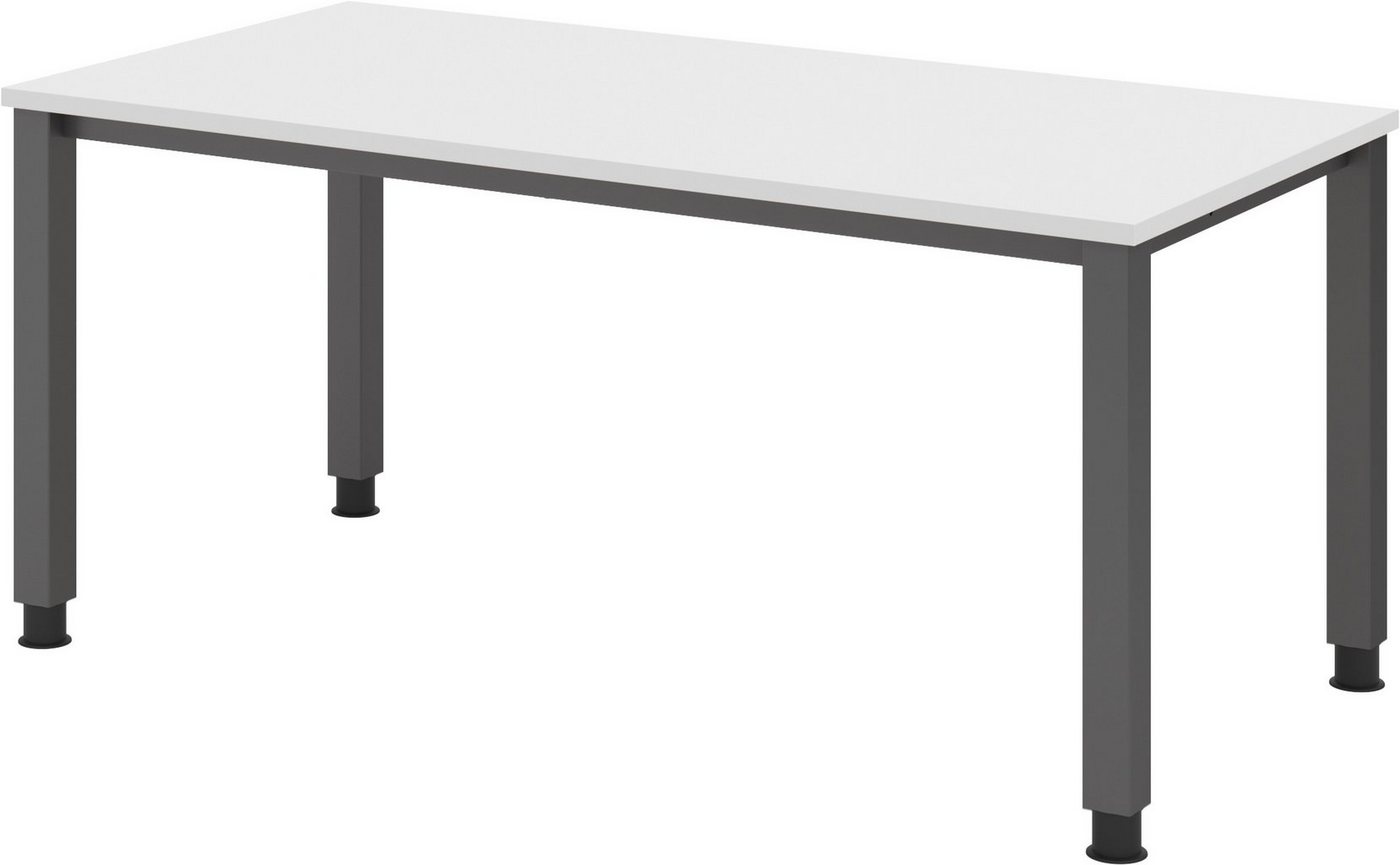 bümö Schreibtisch Q-Serie, Gestell: graphit, Rechteck: 160 x 80 cm - Dekor: Weiß von bümö