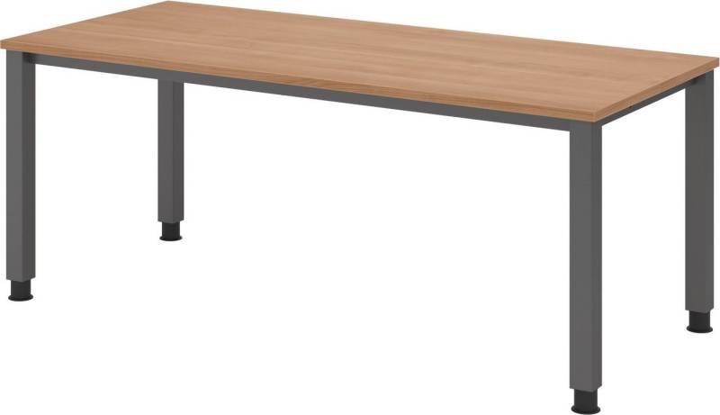 bümö Schreibtisch Q-Serie, Gestell: graphit, Rechteck: 180 x 80 cm - Dekor: Nussbaum von bümö