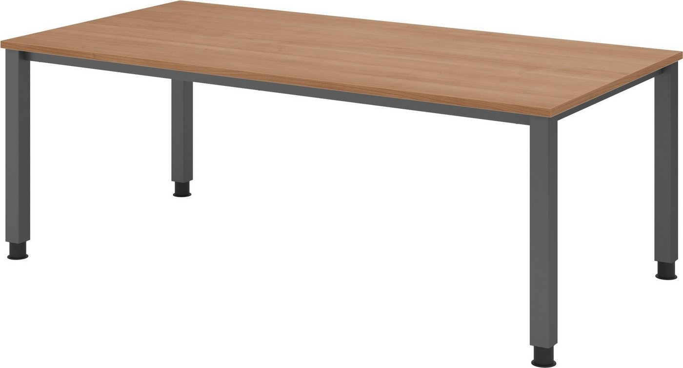 bümö Schreibtisch Q-Serie, Gestell: graphit, Rechteck: 200 x 100 cm - Dekor: Nussbaum von bümö