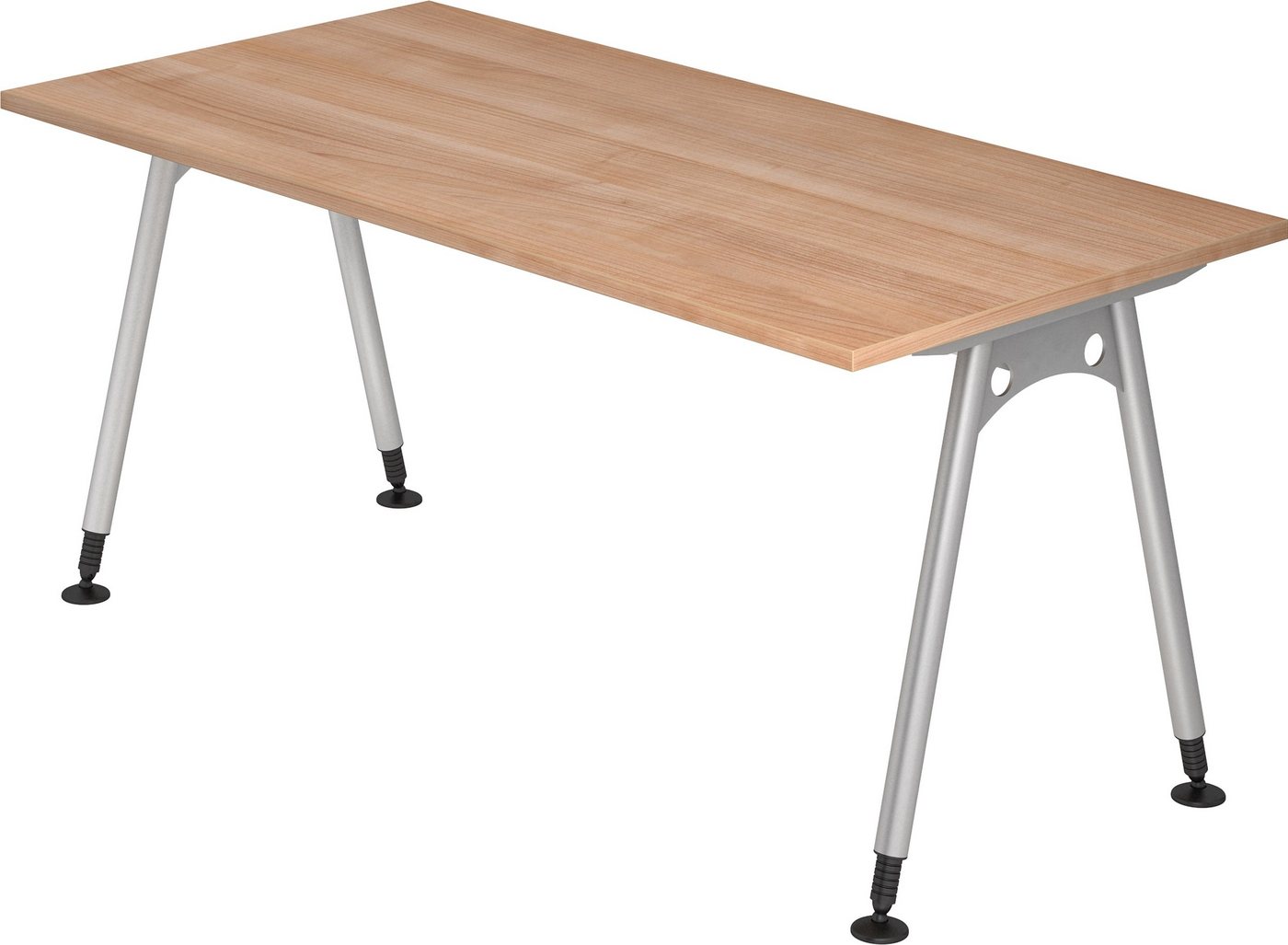 bümö Schreibtisch Serie-A - Arbeitshöhe: höhenverstellbar, Rechteck: 160 x 80 cm - Dekor: Nussbaum von bümö