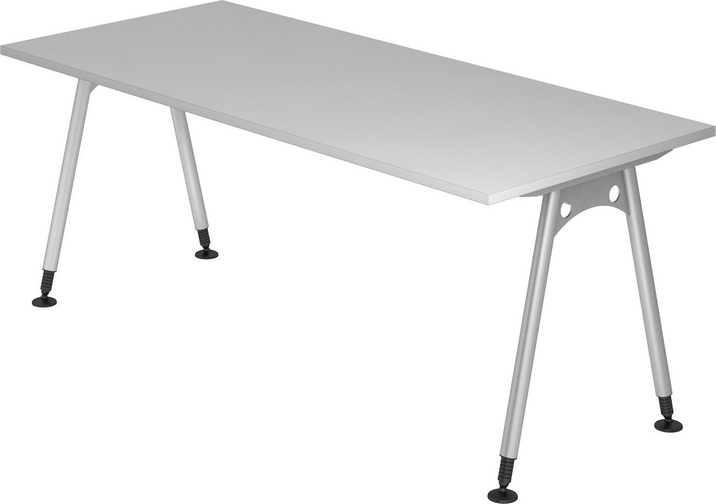 bümö Schreibtisch Serie-A - Arbeitshöhe: höhenverstellbar, Rechteck: 180 x 80 cm - Dekor: Grau von bümö