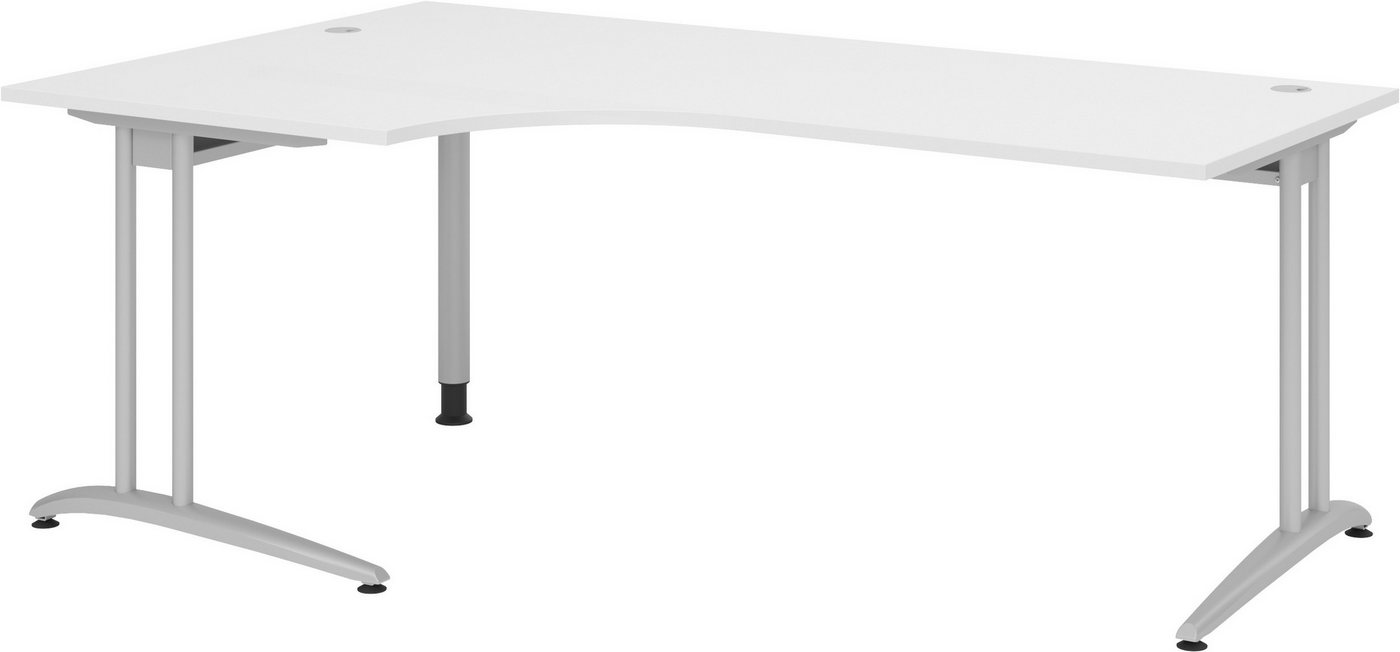 bümö Schreibtisch Serie-B - Arbeitshöhe: 72 cm, Eckform: 200 x 120 cm - Dekor: Weiß von bümö