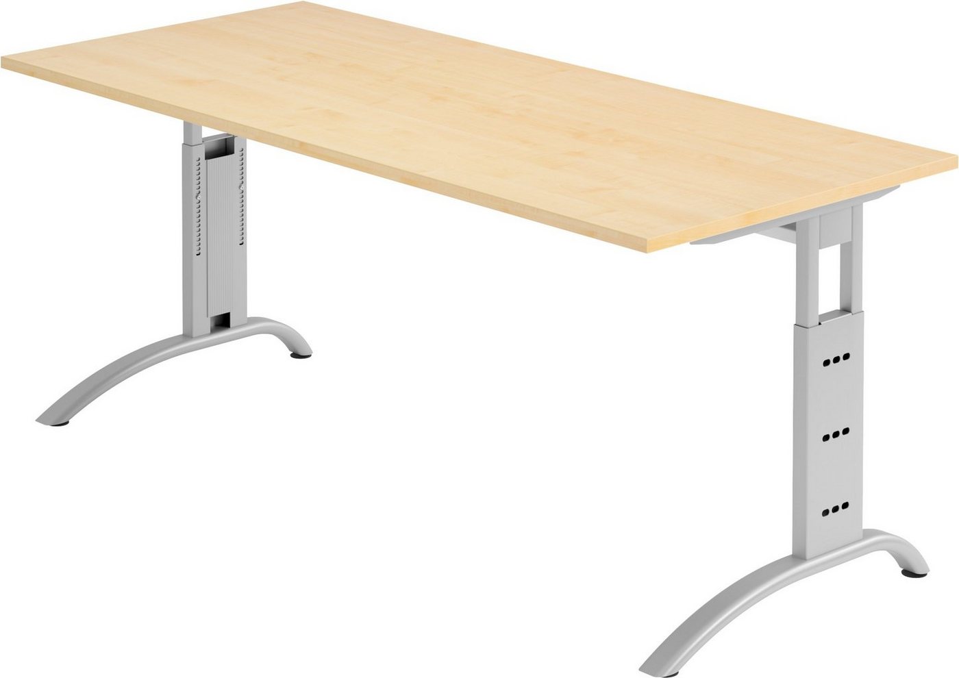 bümö Schreibtisch Serie-F - Arbeitshöhe: höhenverstellbar, Rechteck: 180 x 80 cm - Dekor: Ahorn - Gestell: Silber von bümö