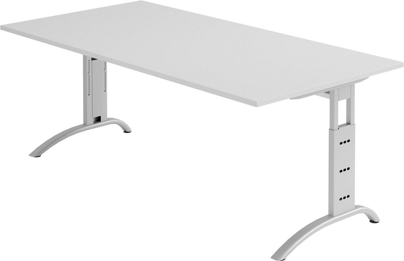 bümö Schreibtisch Serie-F - Arbeitshöhe: höhenverstellbar, Rechteck: 200 x 100 cm - Dekor: Grau - Gestell: Silber von bümö