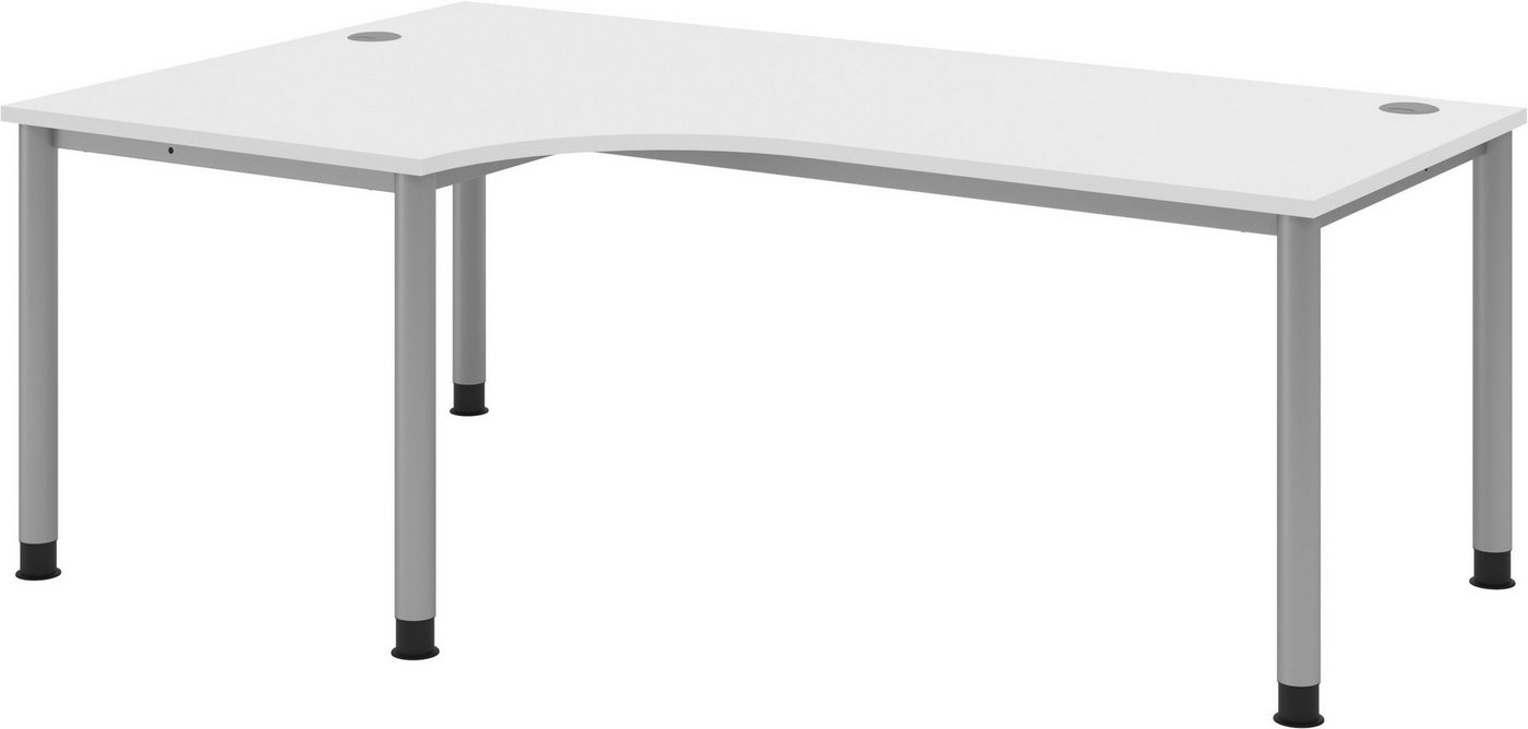 bümö Schreibtisch Serie-H Gestell: Silber - Arbeitshöhe: höhenverstellbar, Eckform: 200 x 120 cm - Dekor: Weiß von bümö