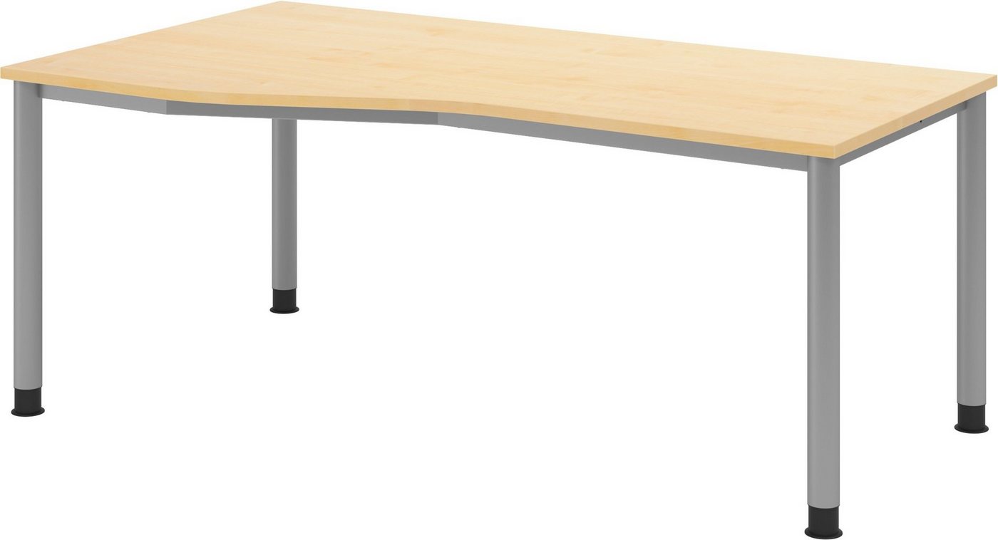 bümö Schreibtisch Serie-H Gestell: Silber - Arbeitshöhe: höhenverstellbar, Freiform: 180 x 100 cm - Dekor: Ahorn von bümö