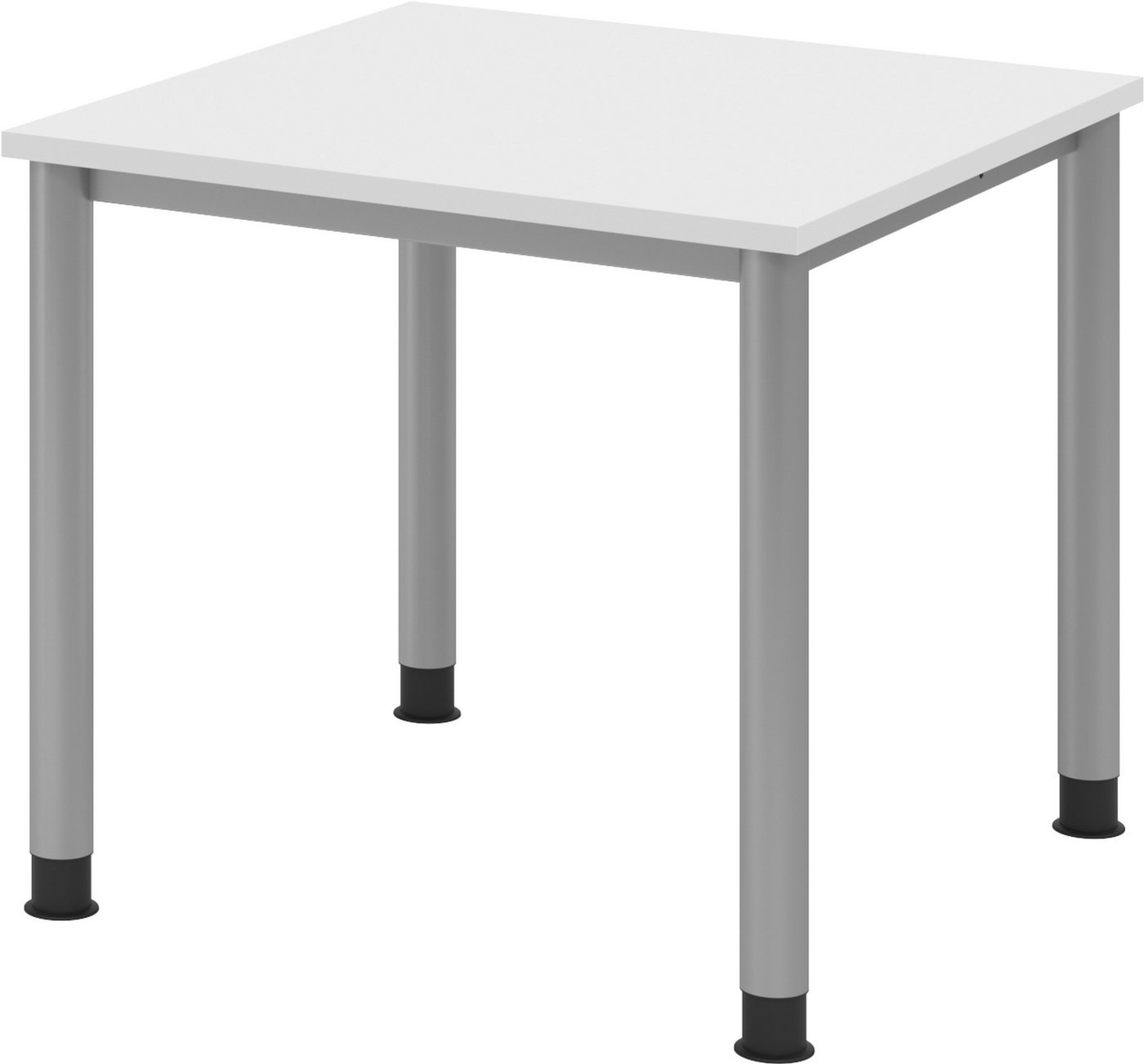 bümö Schreibtisch Serie-H Gestell: Silber - Arbeitshöhe: höhenverstellbar, Quadrat: 80 x 80 cm - Dekor: Weiß von bümö