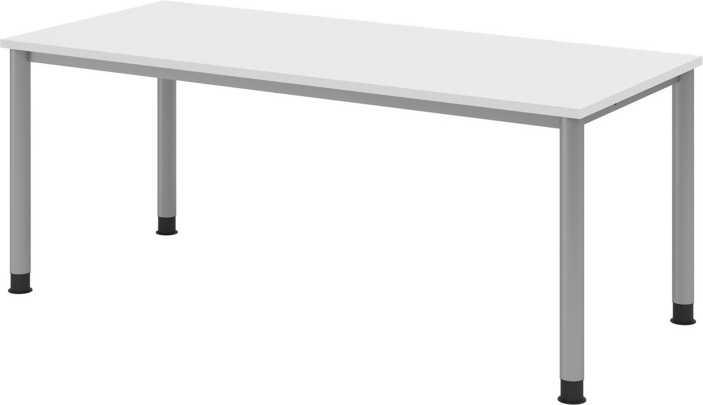 bümö Schreibtisch Serie-H Gestell: Silber - Arbeitshöhe: höhenverstellbar, Rechteck: 180 x 80 cm - Dekor: Weiß von bümö