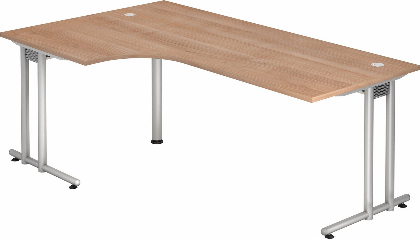 bümö Schreibtisch Serie-N - Arbeitshöhe: 72 cm, Eckform: 200 x 120 cm - Dekor: Nussbaum von bümö