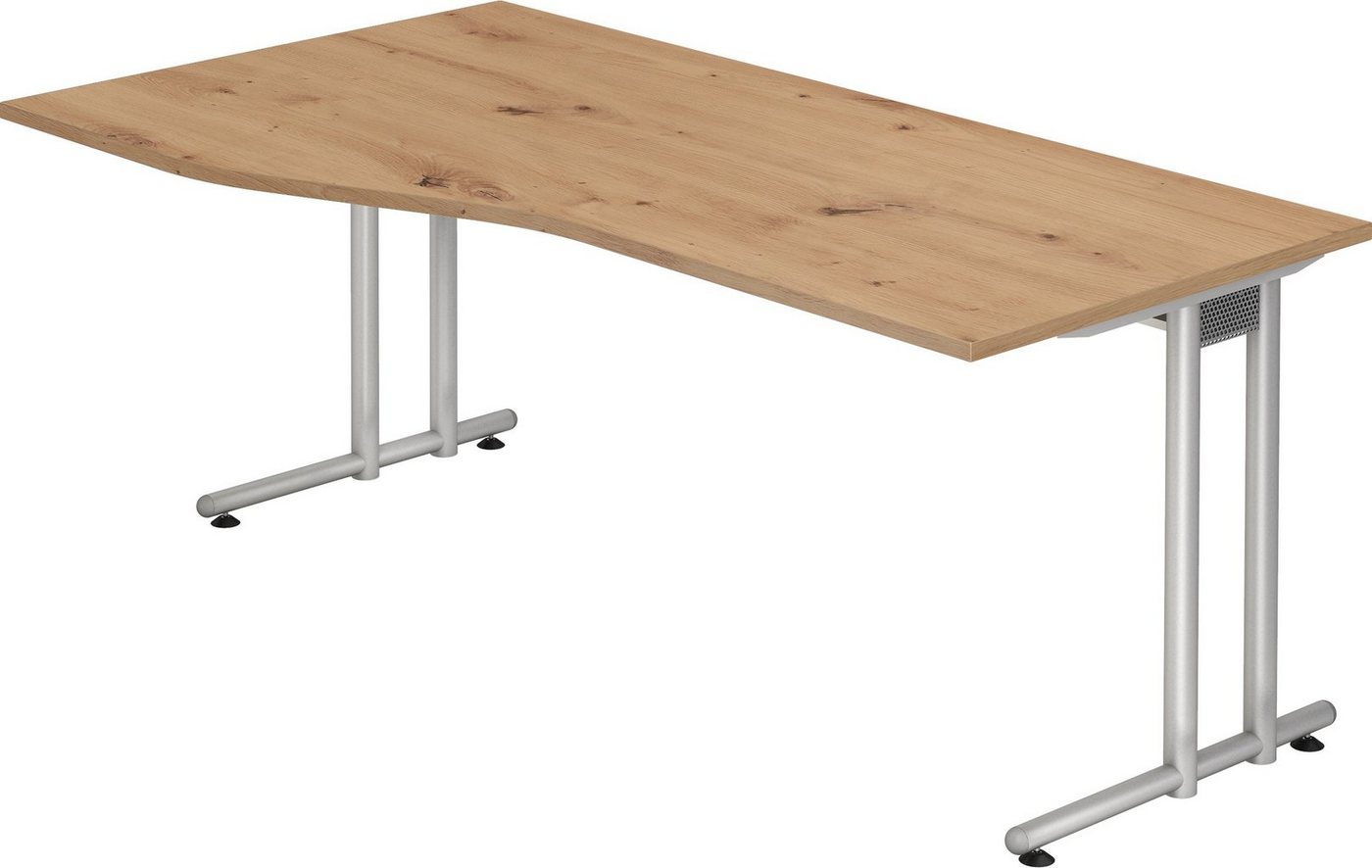 bümö Schreibtisch Serie-N - Arbeitshöhe: 72 cm, Freiform: 180 x 100 cm - Dekor: Asteiche von bümö