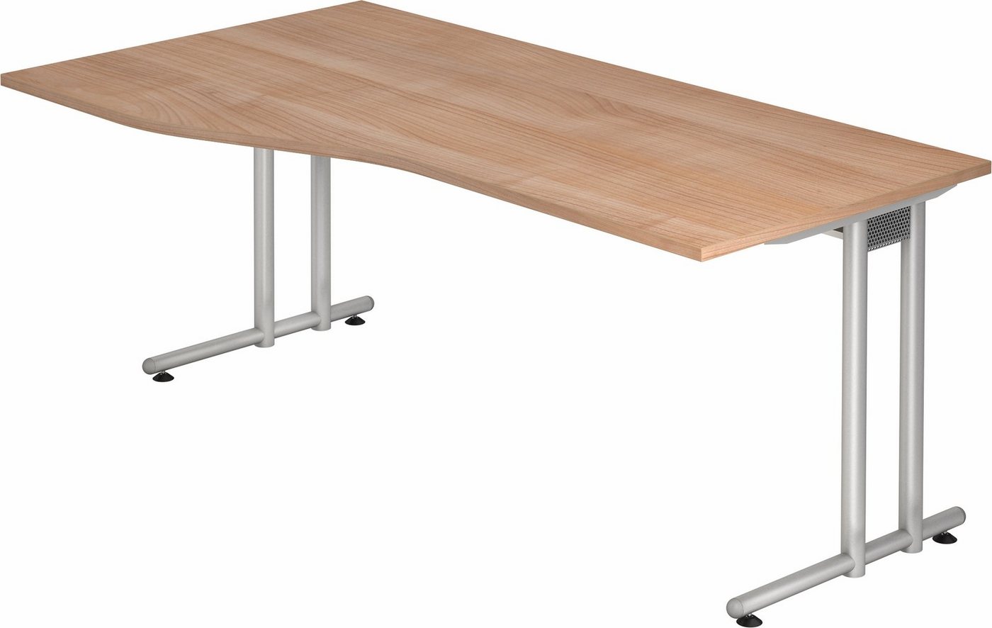 bümö Schreibtisch Serie-N - Arbeitshöhe: 72 cm, Freiform: 180 x 100 cm - Dekor: Nussbaum von bümö