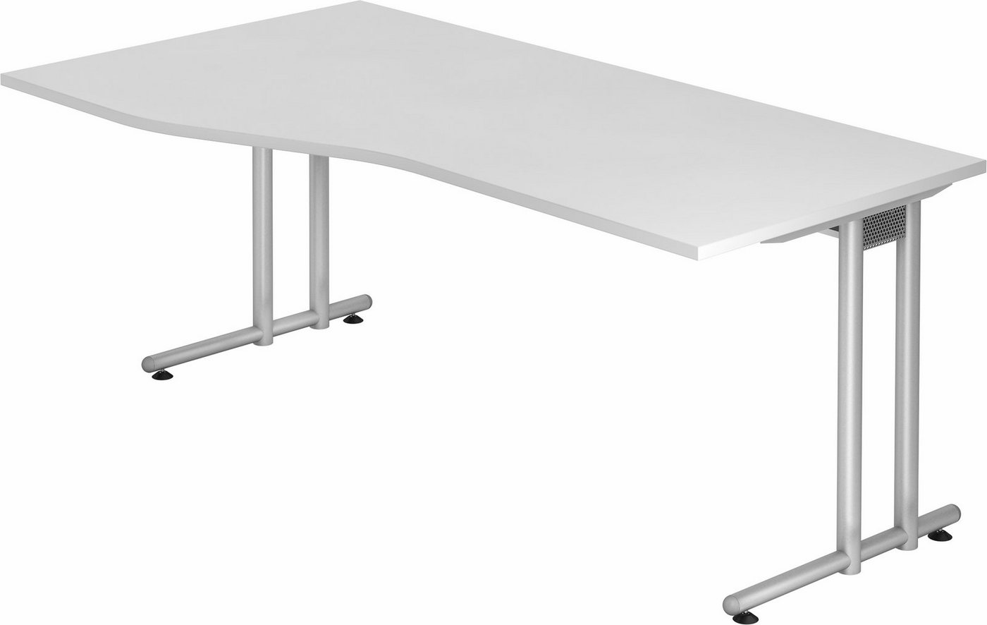 bümö Schreibtisch Serie-N - Arbeitshöhe: 72 cm, Freiform: 180 x 100 cm - Dekor: Weiß von bümö